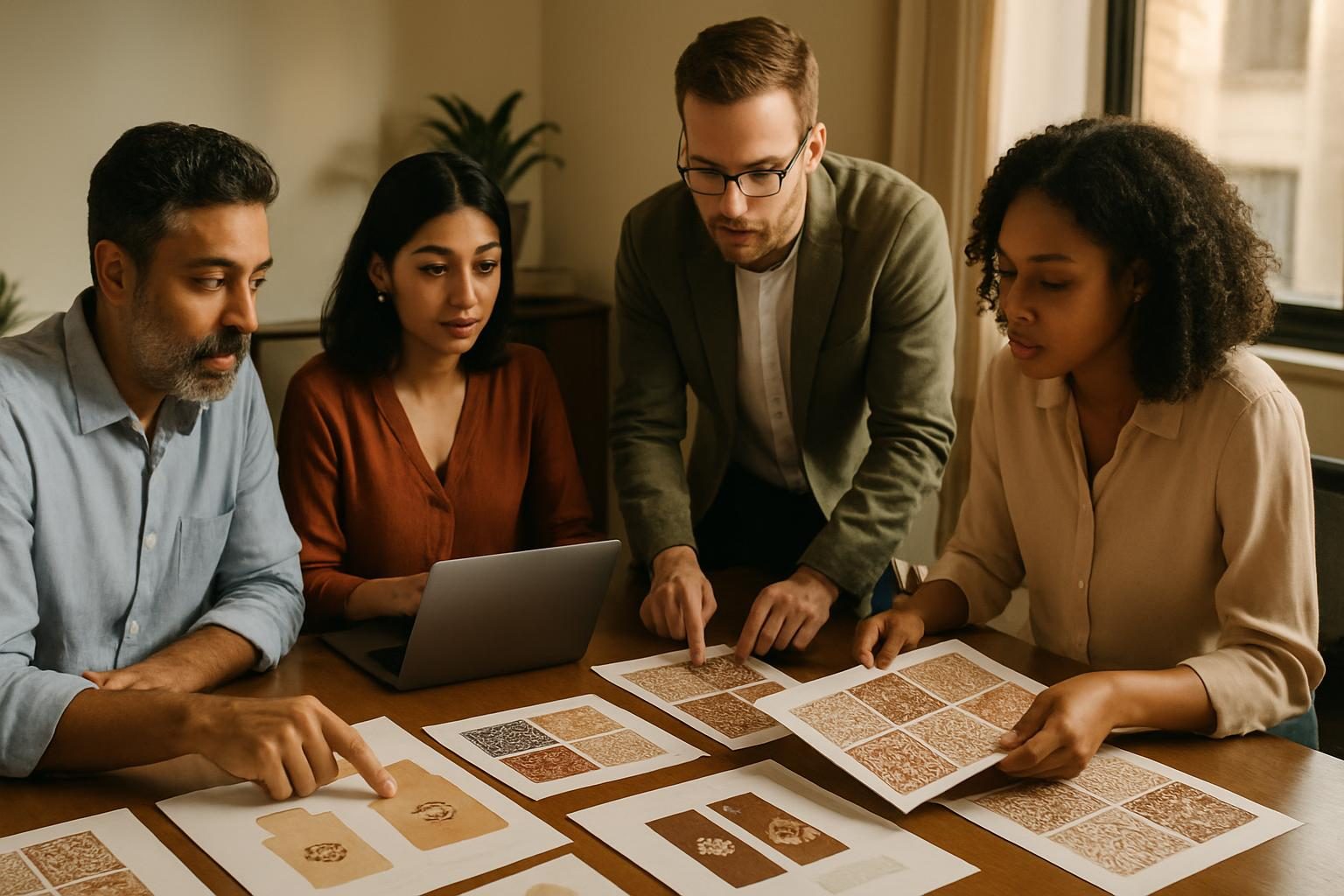 Design team reviewing logo and packaging mockups for Gulf rebrand